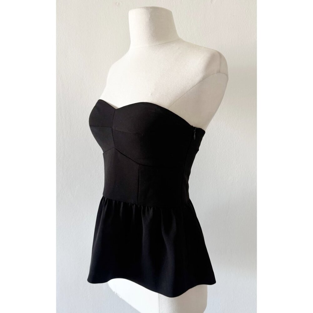 Vintage Y2K Cache Black Strapless Peplum Top Size XS